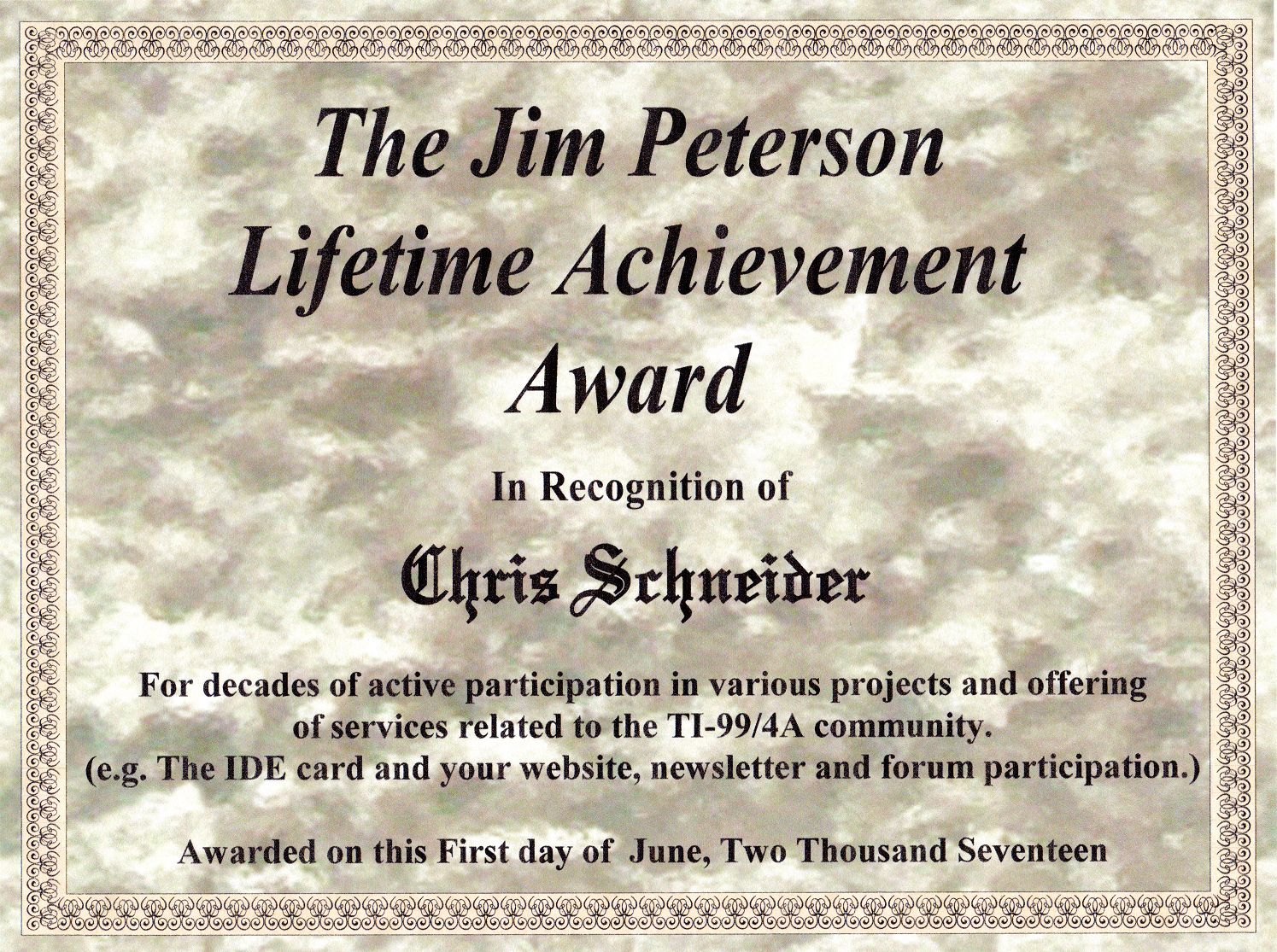 2017 Jim Peterson Award